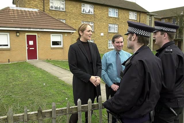 A call at the Grange Park Estate Office with District Housing Manager Stephanie Harrison and Repairs Officer Tony Walton, 2001