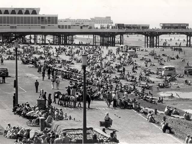 Blackpool beach during the heatwave of 1976
