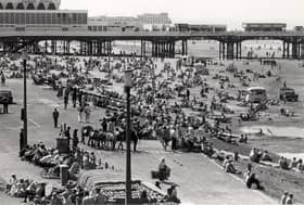 Blackpool beach during the heatwave of 1976