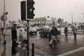 A busy scene at the junction of Victoria Road West and The Crescent