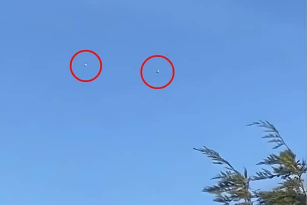 The 'metallic-looking orbs' were filmed over Blackpool on Monday (February 12)