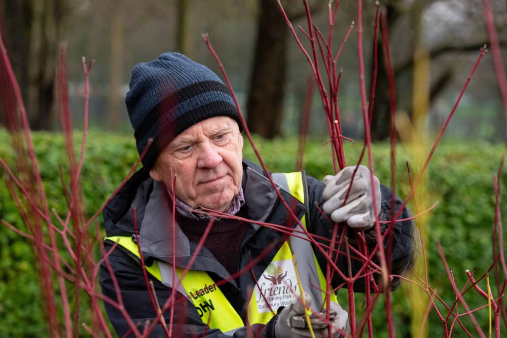 John Cookson working in the Memorial Garden