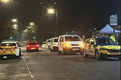 Police at the scene of a double assault in Station Road, Lytham on Saturday, February 10