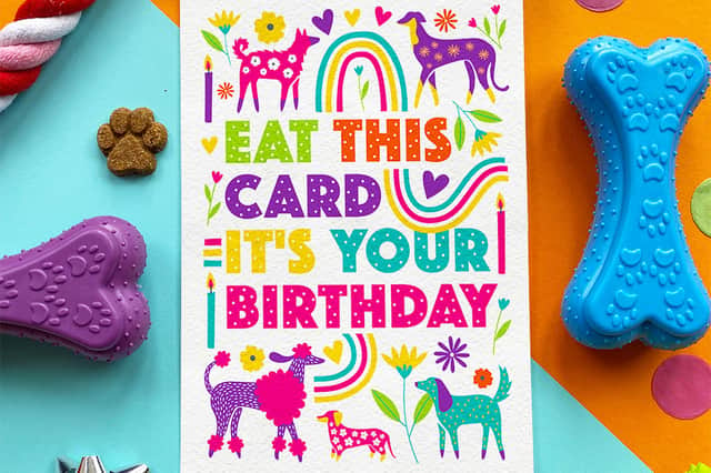 One of the edible dog cards. 