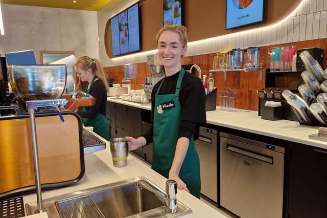 Barrista, Phoebe Parr, at Starbucks in St Anne's.