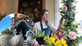 I visited Ansdell. Pic: Samantha in her store Bramble & Bee. Inset: Coastal pavement decoration.