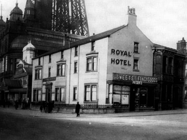 The Royal Hotel in 1925, a few years before it was demolished. It had been known originally as Hull's after Edward Hull, the owner of the extensive Hounds Hill Estate