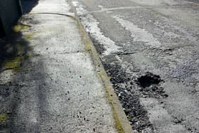 The deep pothole in Rosslyn Avenue hich led to a woman tripping over