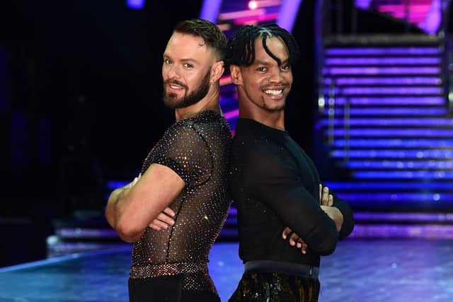 Johannes and John Whaite attend the 'Strictly Come Dancing Live Tour - press launch' in January 2022 in Birmingham, England. (Photo by Eamonn M. McCormack/Getty Images)