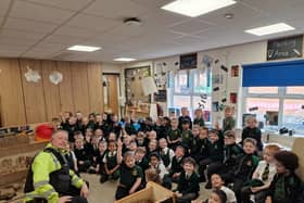 PCSO Colin from Blackpool Police at St John Vianney RC Primary School.