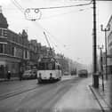 Tram on Dickson Road, Blackpool, 1949
