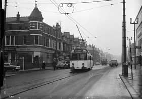 Tram on Dickson Road, Blackpool, 1949