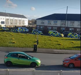 A fleet of police, including armed officers, rushed to the scene in Whinfield Road, Fleetwood on Sunday afternoon