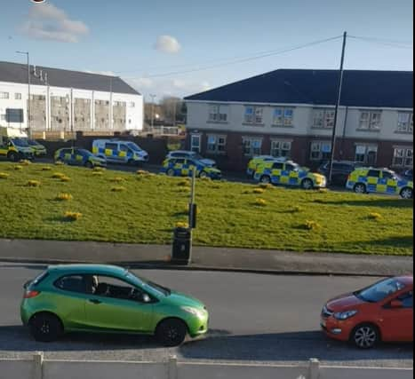 A fleet of police, including armed officers, rushed to the scene in Whinfield Road, Fleetwood on Sunday afternoon