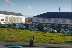 A fleet of police, including armed officers, rushed to the scene in Whinfield Road, Fleetwood on Sunday afternoon