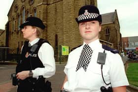 As part of the police enforcement of a drinking in public ban, officers were patrolling Blackpool town centre.
Pictured outside St. John's Church, a notorious location for drinkers, are PCs Lindsey Nottingham (left) and Lisa Griffin