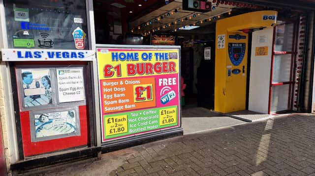 The famous £1 burger at Higgitt's Arcade