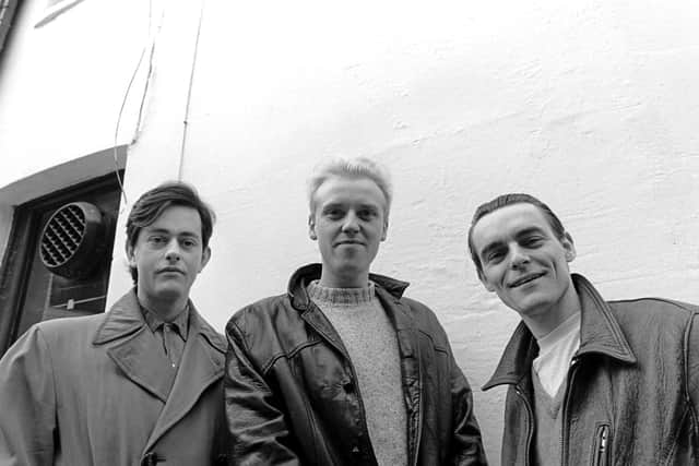 Heaven 17 pictured in 1983 (l to r: Martyn Ware, Glenn Gregory And Ian Craig Marsh). Credit: Brian Rasic/Getty Images
