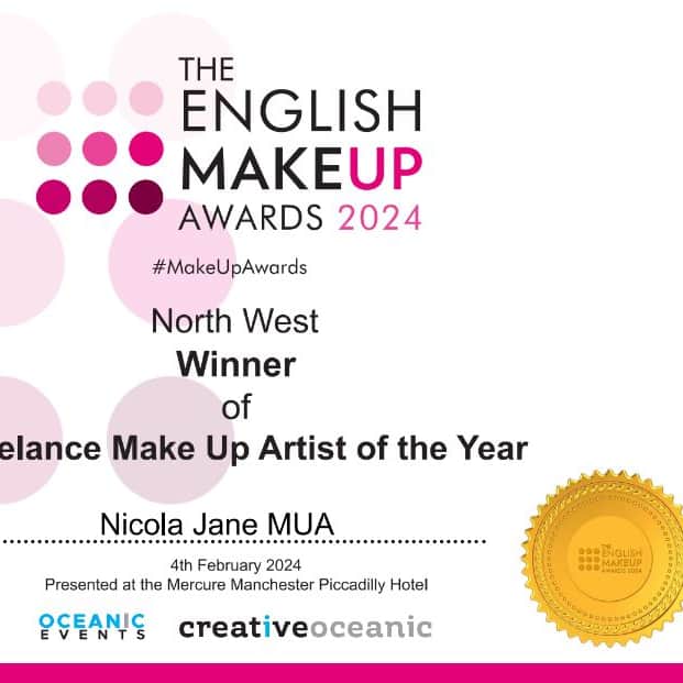Nicola's award for Freelance Make Up Artist of the Year.
