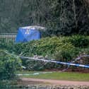 A police tent in West Park in Wolverhampton following a stabbing.