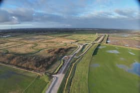 New aerial photos show the final stages of construction of the M55 to Heyhouses Link Road are well advanced, however prolonged wet weather has hampered progress and it is now scheduled to open in June 2024