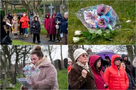 A sombre party gathered in Layton Cemetery to remember six murdered women buried there (Credit: Elizabeth Gomm)