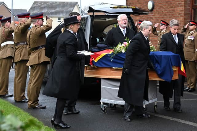 He received a guard of honour from the REME, the Royal British Legion and several veterans' associations