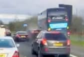 Dash-cam footage captured the moment a bus ploughed into a car after the driver pulled out into a bus lane in Small Heath, Birmingham Picture from video by Birmz Is Grime / SWNS