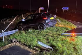 The crash on the roundabout at Edith Rigby Way, near the M55 in Preston. Picture credit: Lancashire Police