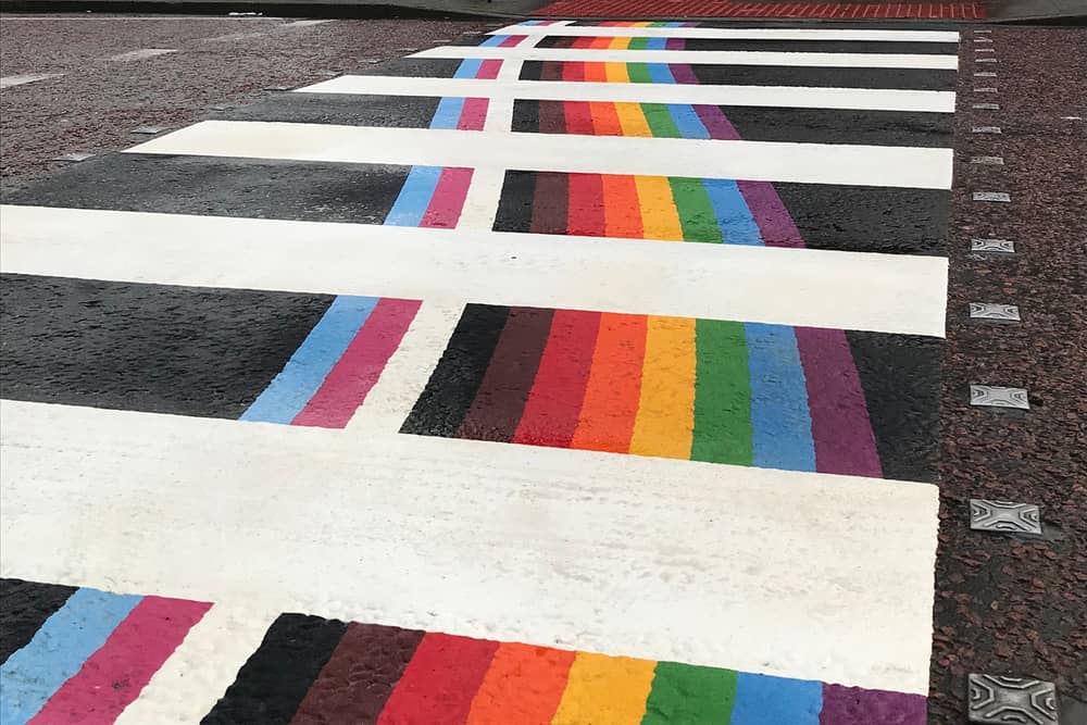 The rainbow crossing on Dickson Road.