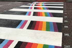 The rainbow crossing on Dickson Road.