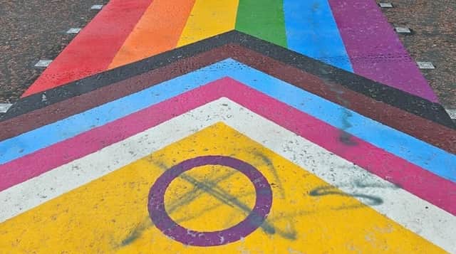 A zebra crossing that was given a rainbow makeover in solidarity with the resort's LGBTQ+ community has been vandalised