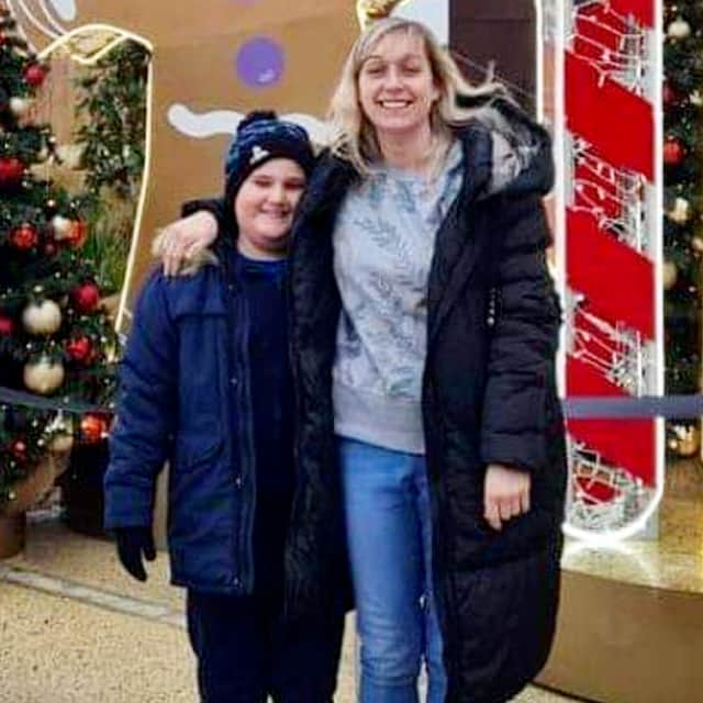 Laura Coupland, 39, with her son Lincoln-Jay, 11. The family were at home when their house and car was allegedly petrol bombed. No arrests have been made.