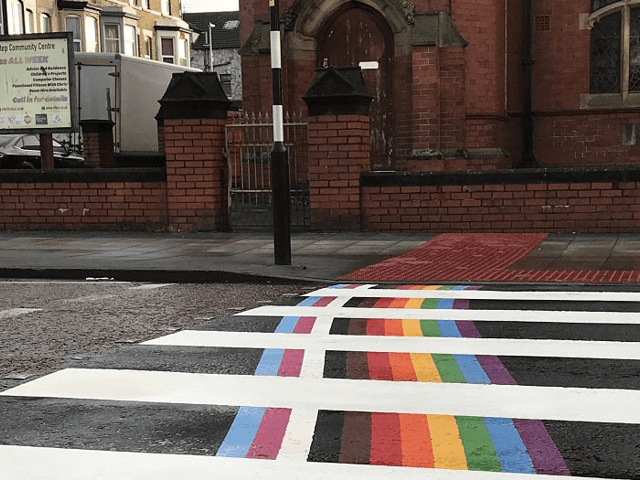 Blackpoo's new rainbow crossing in Dickson Road have been vandalised with spray paint less than 24 hours after it was unveiled on Wednesday morning