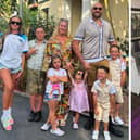 Left: Tyson and Paris Fury with six of their children. Right: the picture which prompted Tyson's pregnancy comment 