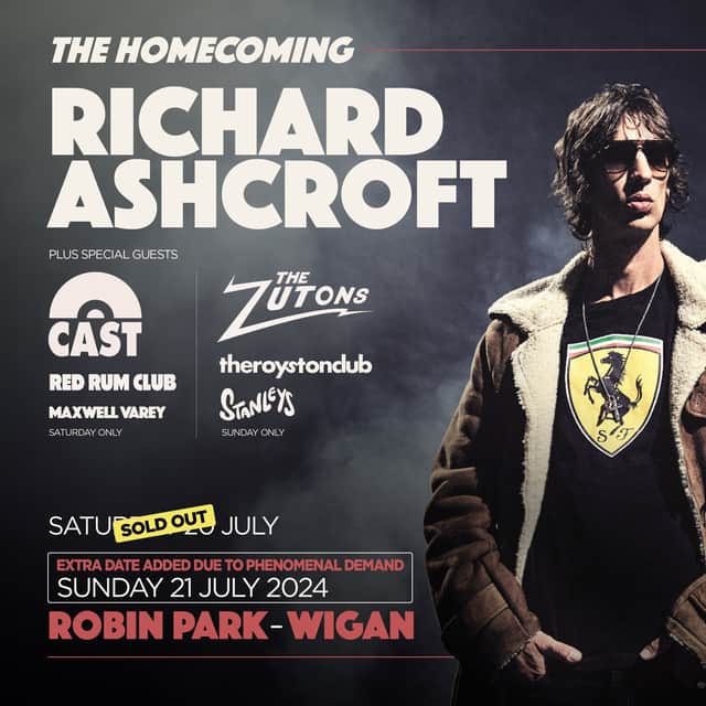Richard Ashcroft announces supports for his two homecoming shows this July at Wigan's Robin Park