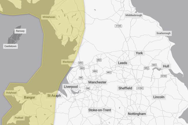 A yellow weather warning has been issued for Blackpool and the Fylde coast on Saturday due to heavy winds