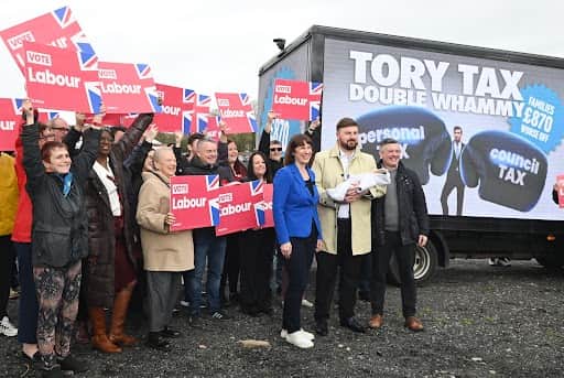 Shadow Chancellor Rachel Reeves with Blackpool South Parliamentary candidate Chris Webb 