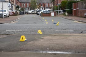 Crime scene markers in place where the incident unfolded on Sunday night