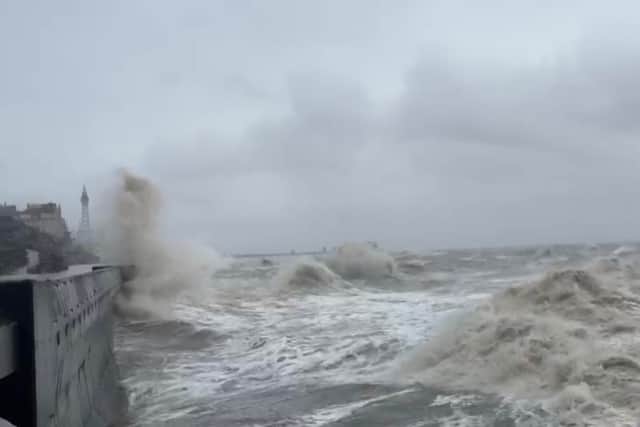 The public were urged to stay away from the Promenade in Blackpool as strong winds battered the county (Credit: Dave Nelson)