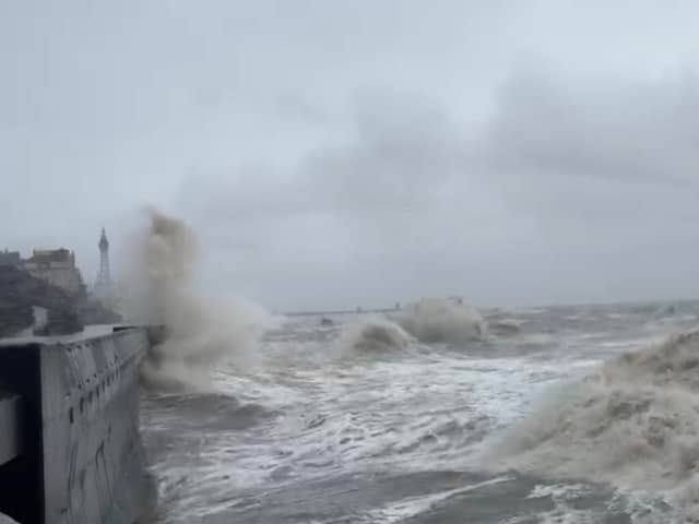 The public were urged to stay away from the Promenade in Blackpool as strong winds battered the county (Credit: Dave Nelson)