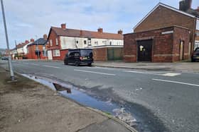 The stinking sewage puddle at the side of Nansen Road in Fleetwood.