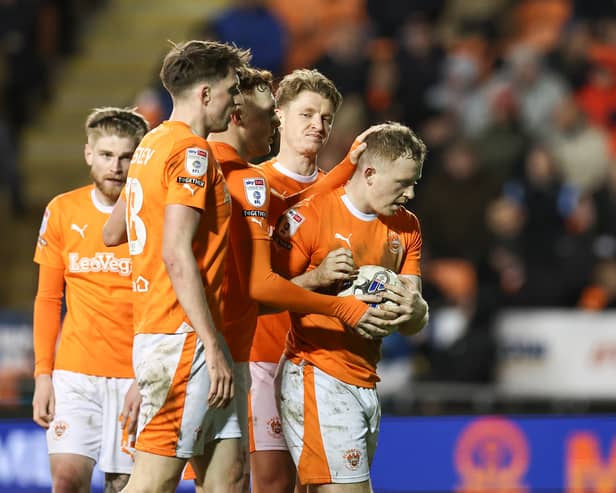 Blackpool beat local rivals Fleetwood Town at Bloomfield Road in midweek. Some of their players are in the League One team of the week. (Image: CameraSport - Lee Parker)