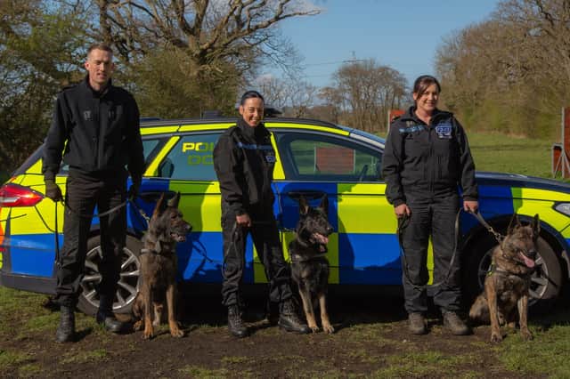 PD Blitz (right) and his handler PC Victoria Sullivan pictured in March 2022