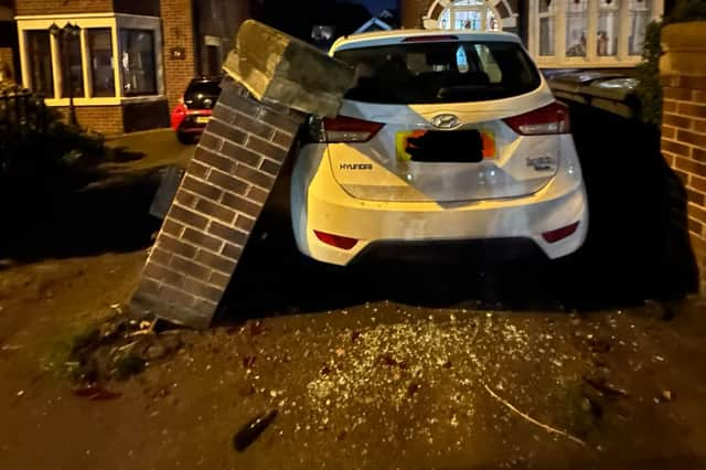 The scene of the crash in West Park Drive, Blackpool last night