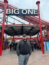 Luke Littler pictured next to the Big One at the Pleasure Beach Resort.