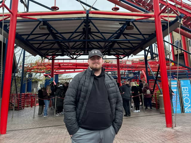 Luke Littler pictured next to the Big One at the Pleasure Beach Resort.