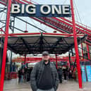 Luke Littler pictured next to the Big One at the Pleasure Beach Resort.