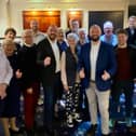 Richard Holden (front left) and David Jones (front right) with Conservative party supporters in Blackpool