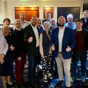 Richard Holden (front left) and David Jones (front right) with Conservative party supporters in Blackpool